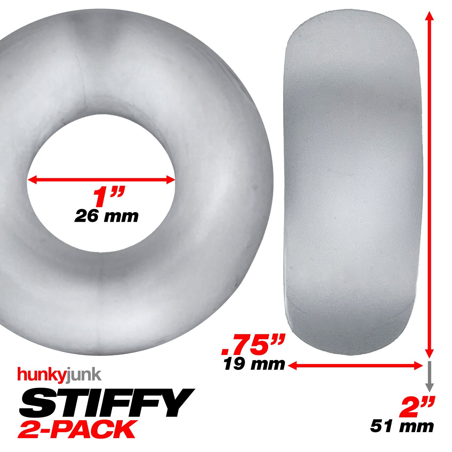 Stiffy 2 Piece Bulge Cockrings by HunkyJunk Ice Clear > Cock Ring > Sets