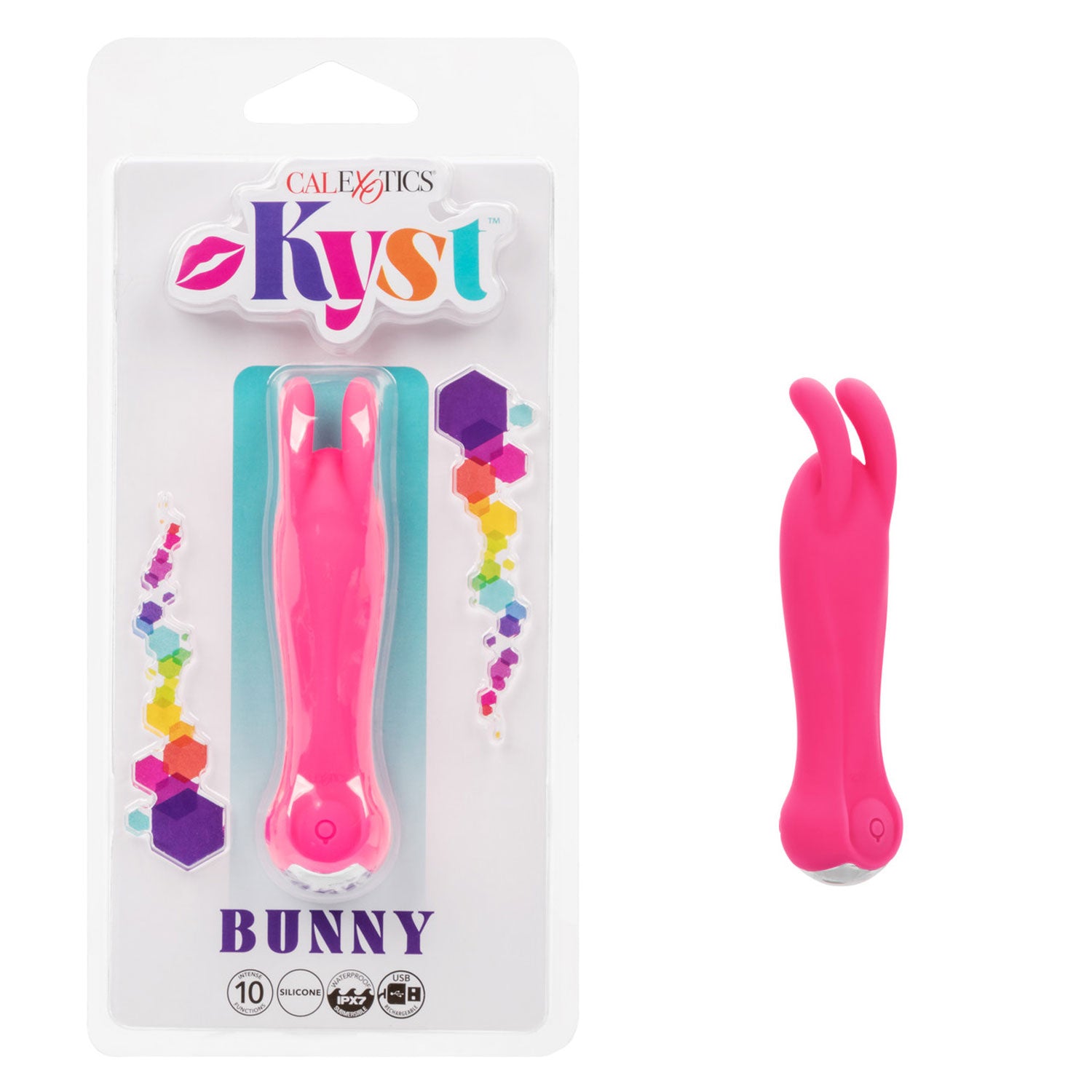 Kyst™ Bunny Pink Compact Personal Stimulator with 10 Vibration Functions and Silicone Waterproof Design STIMULATORS