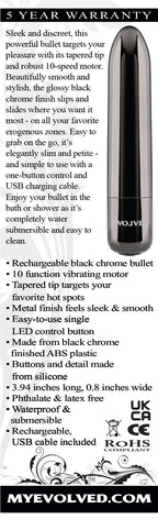 Evolved Real Simple (Black) – USB Rechargeable 10 cm Bullet Vibrator > Vibrators > Finger Vibrators