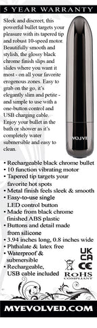 Evolved REAL SIMPLE - Black 10 cm USB Rechargeable Bullet Finger Stimulator