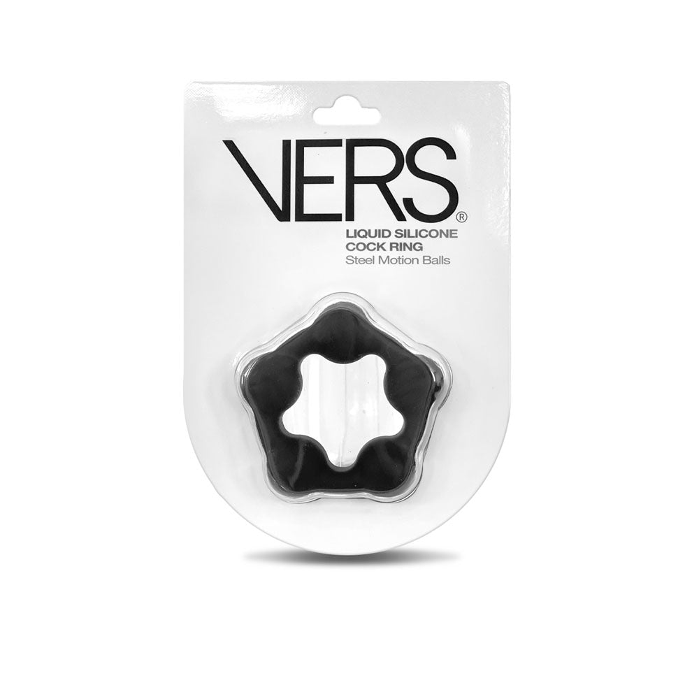 VERS Liquid Silicone Steel Motion C-Ring 6.6cm Outer Diameter Black COCK RINGS