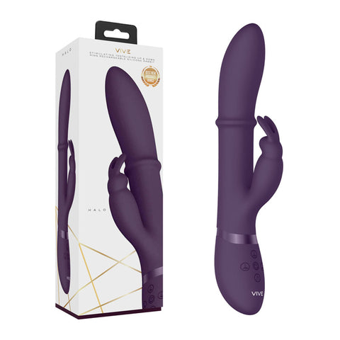 Vive Halo 24.5 Centimeter USB Rechargeable Rabbit Vibrator Purple VIBRATORS-RABBIT