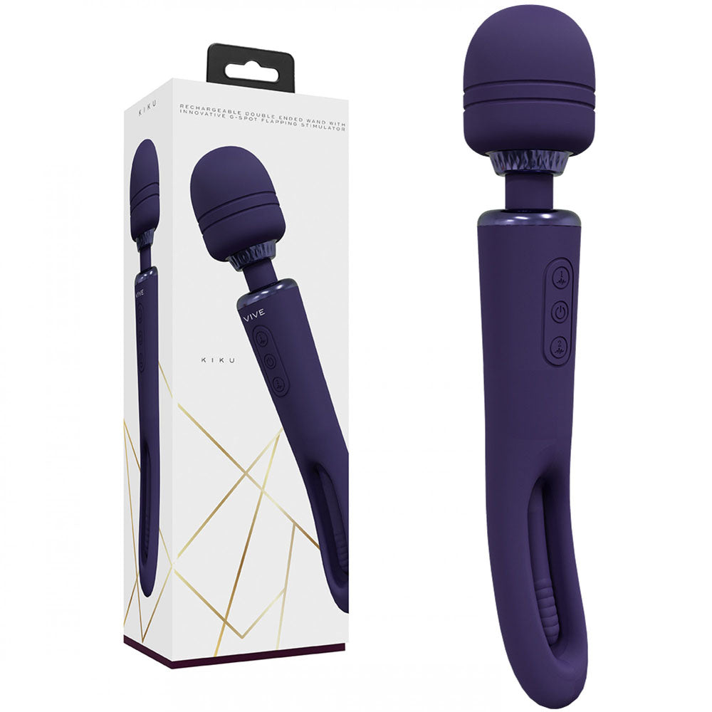 Vive Kiku Double Ended Vibrating Wand and Flapping Massager Purple Purple > Sex Toys > Massage Wands