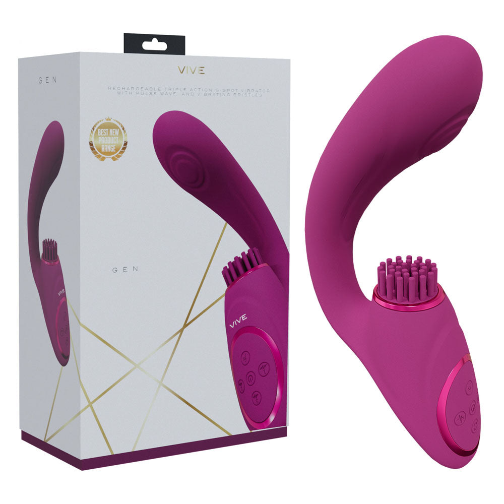 VIVE Gen - Pulse Wave Vibrator with Stimulating Bristles - Pink