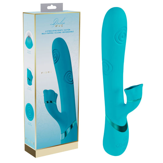 VIVE Fiore - 25 cm USB Rechargeable Tapping Rabbit Vibrator Blue VIBRATORS