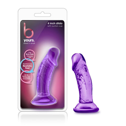 B Yours Purple 4 Inch Small Suction Cup Dildo for Beginners Dildos & Dongs