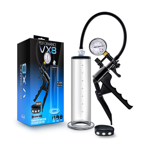 Performance - Vx8 Premium Penis Pump System With Silicone Cock Strap - Clear PUMPS