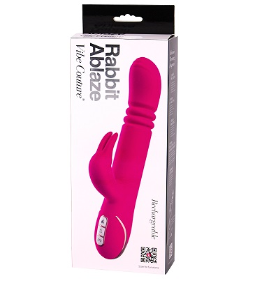 Vibe Couture Rabbit Ablaze Pink Dual-Layer Silicone Rechargeable Waterproof Vibrator VIBRATORS-RABBIT