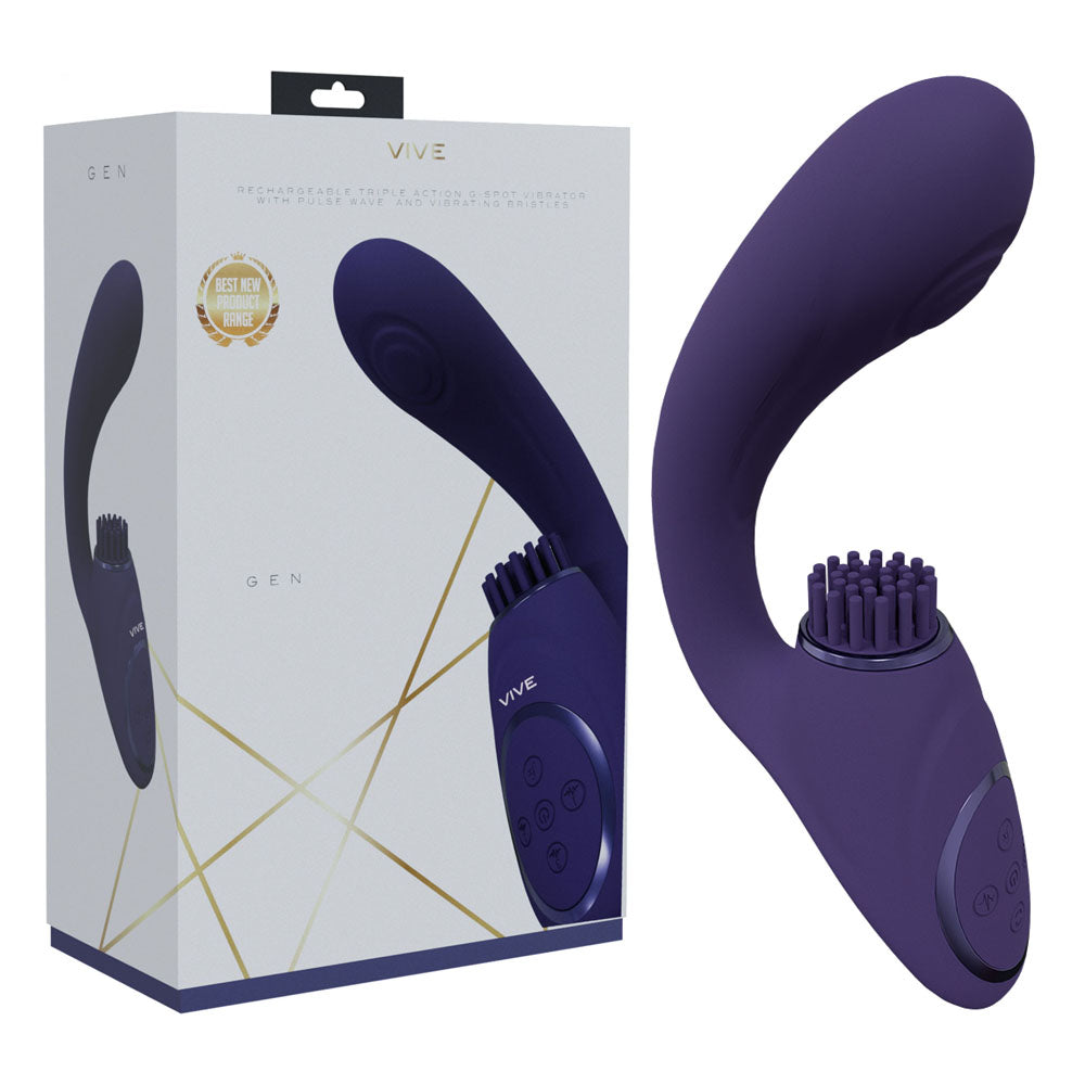 Vive Gen Pulse Wave Vibrator with Stimulating Bristles Deep Purple > Sex Toys For Ladies > G-Spot Vibrators