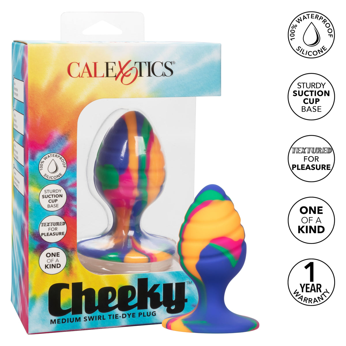 Cheeky Medium Swirl Tie Dye – Colorful Medium Butt Plug 3 Inch > Anal Range > Butt Plugs