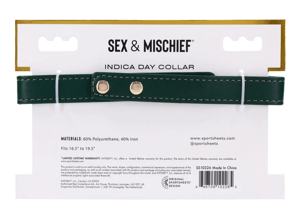 Indica Day Collar (Green) – Adjustable Faux Leather Collar Green > Bondage Gear > Collars & Leashes