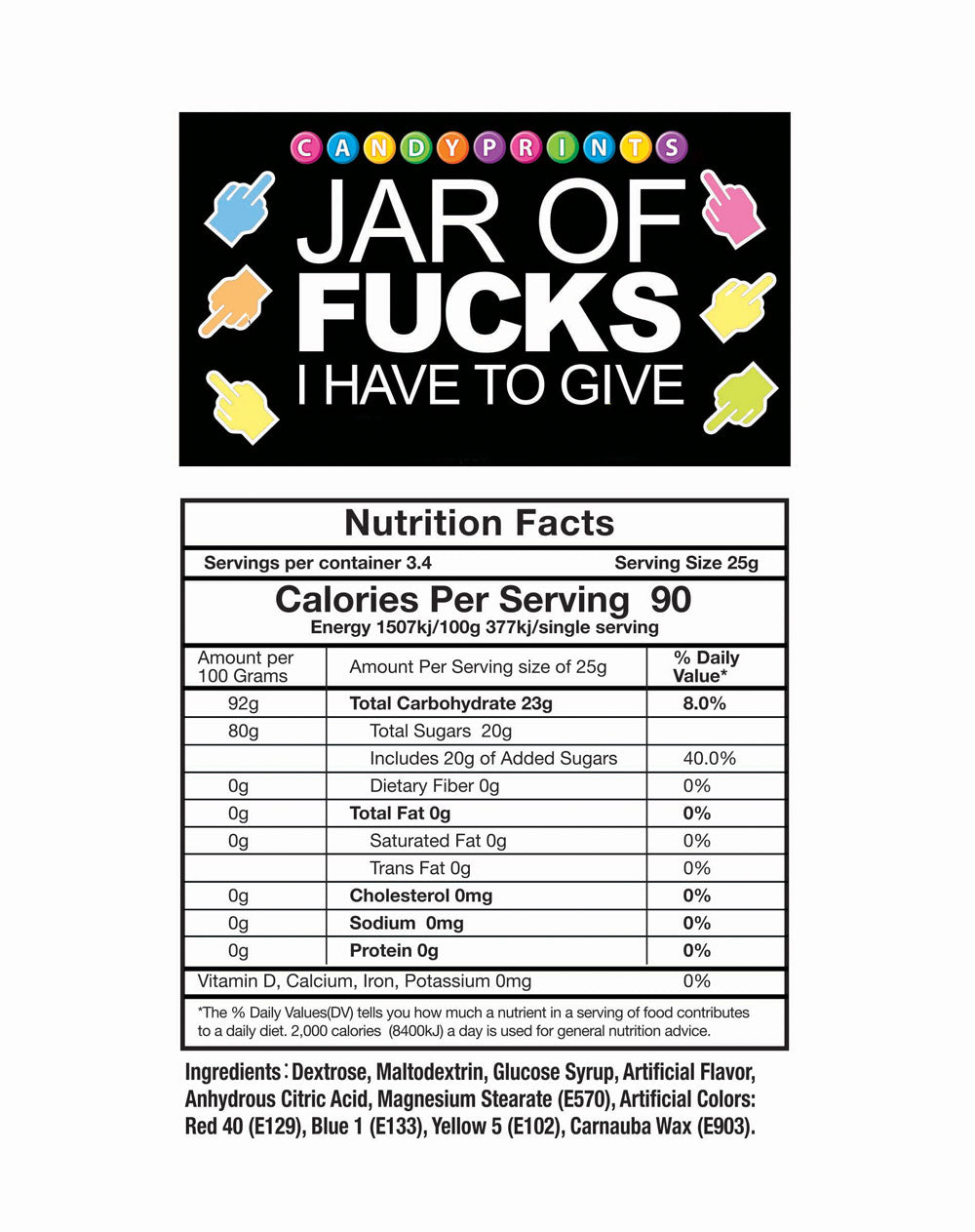 Jar of Fucks I Have to Give – Fruit Flavored Candy Jar Secondary image