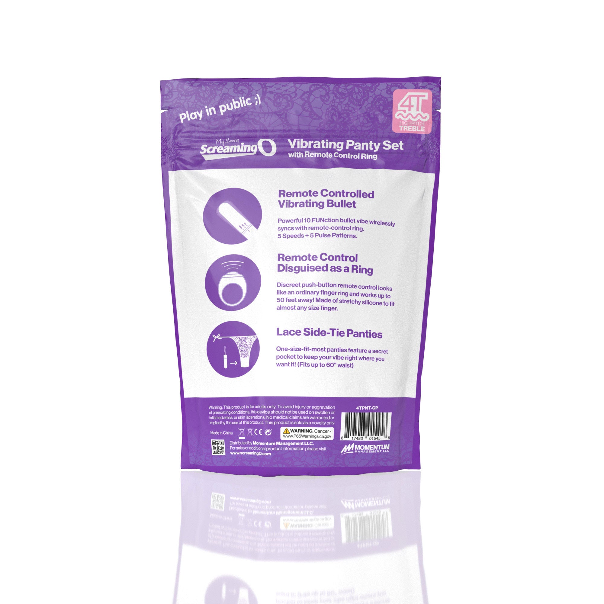 My Secret Screaming O 4T Panty Vibe Grape with Remote Control and Lace Side-Tie Panty BULLETS