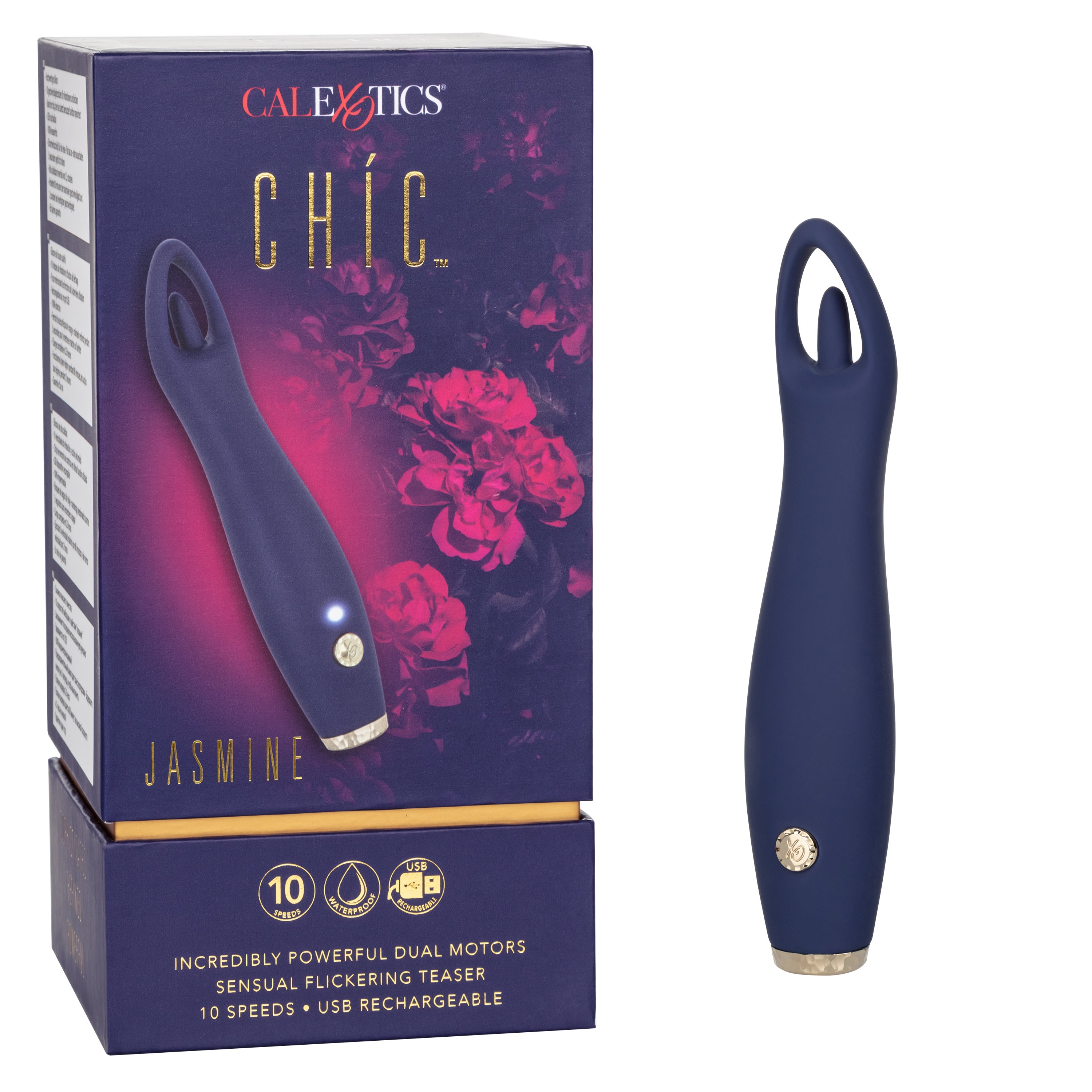 Chic Jasmine Navy Blue 6.25 Inch Dual Motor Silicone Vibrator with 10 Speeds and Rechargeable > Vibrators > Standard Vibrators
