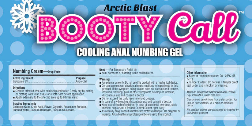Booty Call Anal Numbing Gel Arctic Blast 30ml Anal Lubricant