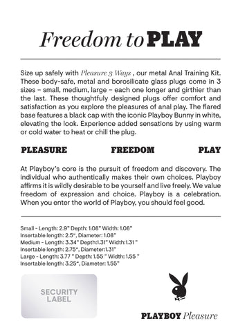 Playboy Pleasure PLEASURE 3 WAYS Anal Training Kit > Anal Range > Butt Plug Kits