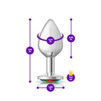 Cheeky Charms Silver Round Butt Plug with Rainbow Jewel Medium > Anal Range > Jewel Butt Plugs