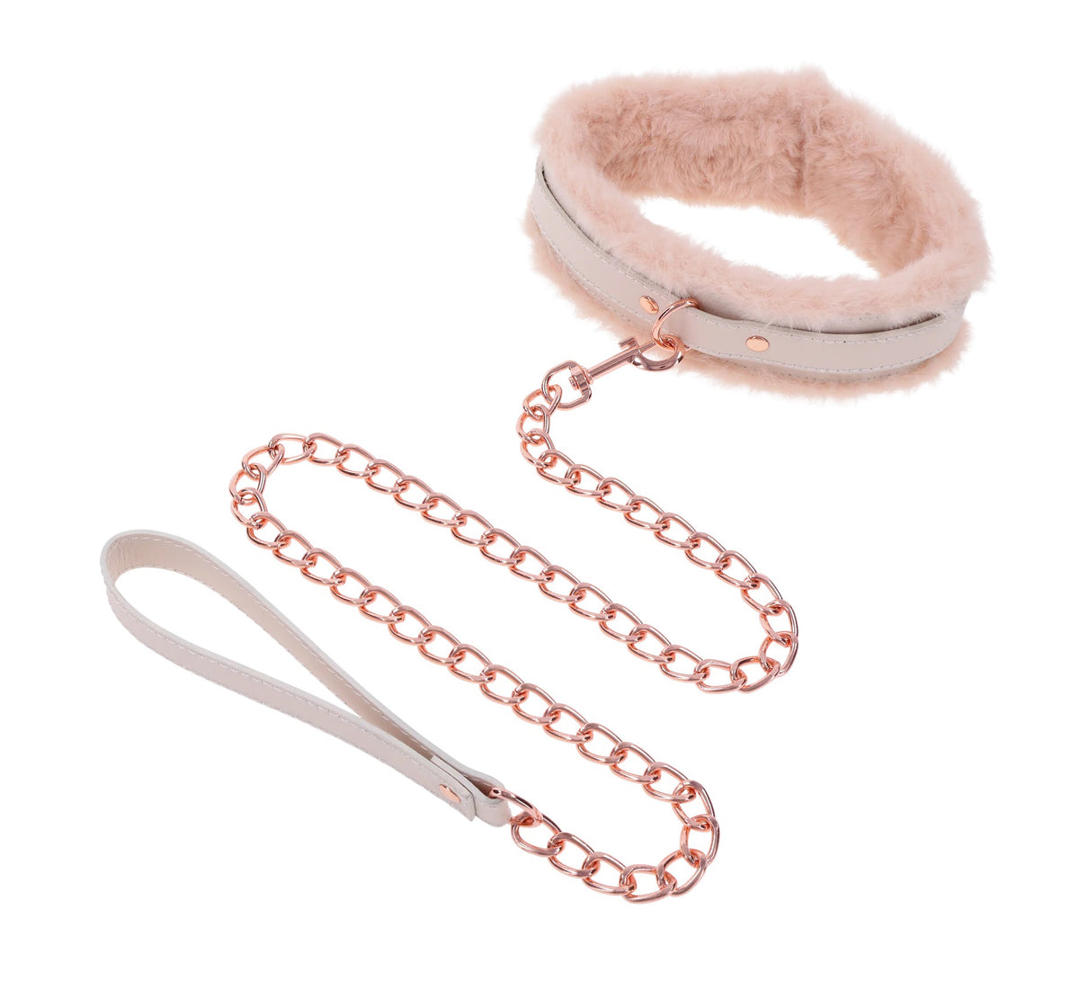 Peach Faux Fur Collar And Leash Set With Rose Gold Luxury > Bondage Gear > Collars & Leashes