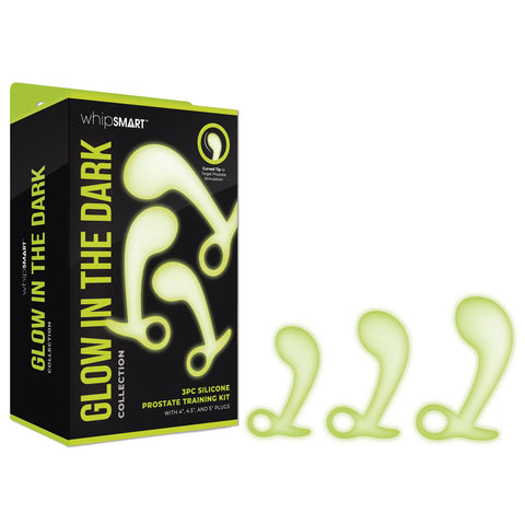 WhipSmart Glow in the Dark Three Piece Prostate Training Kit GreenYellow Prostate Tools