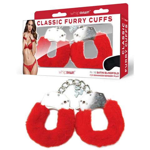 WhipSmart Classic Furry Cuffs – Luxurious Faux Fur Comfort Red > Bondage Gear > Restraints