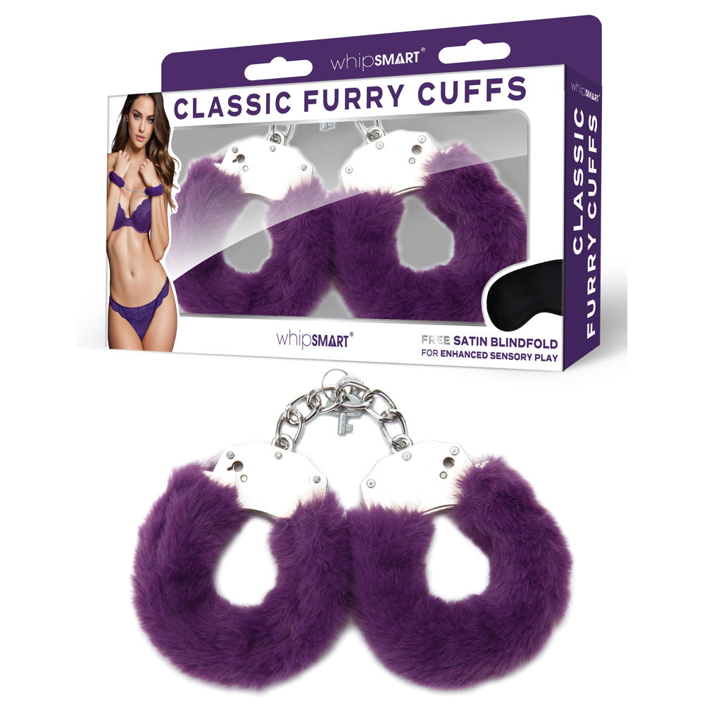 WhipSmart Classic Furry Cuffs – Comfortable Sensory Play with Plush Faux Fur Purple > Bondage Gear > Handcuffs