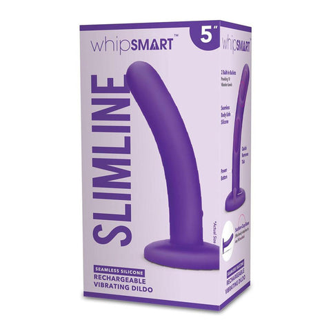 WhipSmart 5 Inch Slimline Rechargeable Vibrating Dildo in Purple Purple DONGS Vibrating