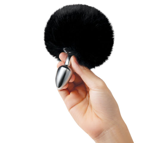 WhipSmart Furry Tales Bunny Tail Black Metal Plug Adult Sex Toy Tails