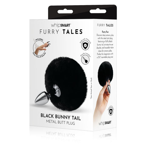 WhipSmart Furry Tales Bunny Tail Black Metal Plug Adult Sex Toy Black Tails
