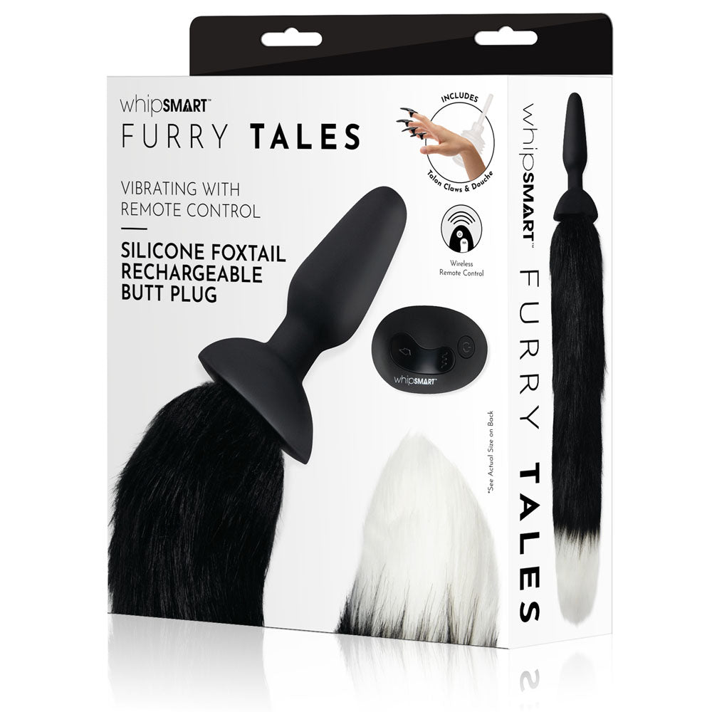 WhipSmart Furry Tales Silicone Foxtail (Faux Fur) – Rechargeable Remote-Controlled 9.5 cm Vibrating Butt Plug Black > Anal Range > Tail Butt Plugs Main image