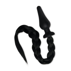 WhipSmart Furry Tales 4 Inch Silicone Pony Tail Butt Plug - Black