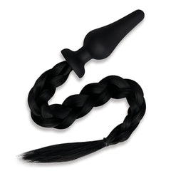 WhipSmart Furry Tales 4 Inch Silicone Pony Tail Butt Plug - Black