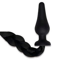 WhipSmart Furry Tales 4 Inch Silicone Pony Tail Butt Plug - Black