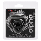 Alpha Liquid Silicone Dual Cage and Ring Black Stretchy Enhancer Cock Ring > Cock Ring > Sling