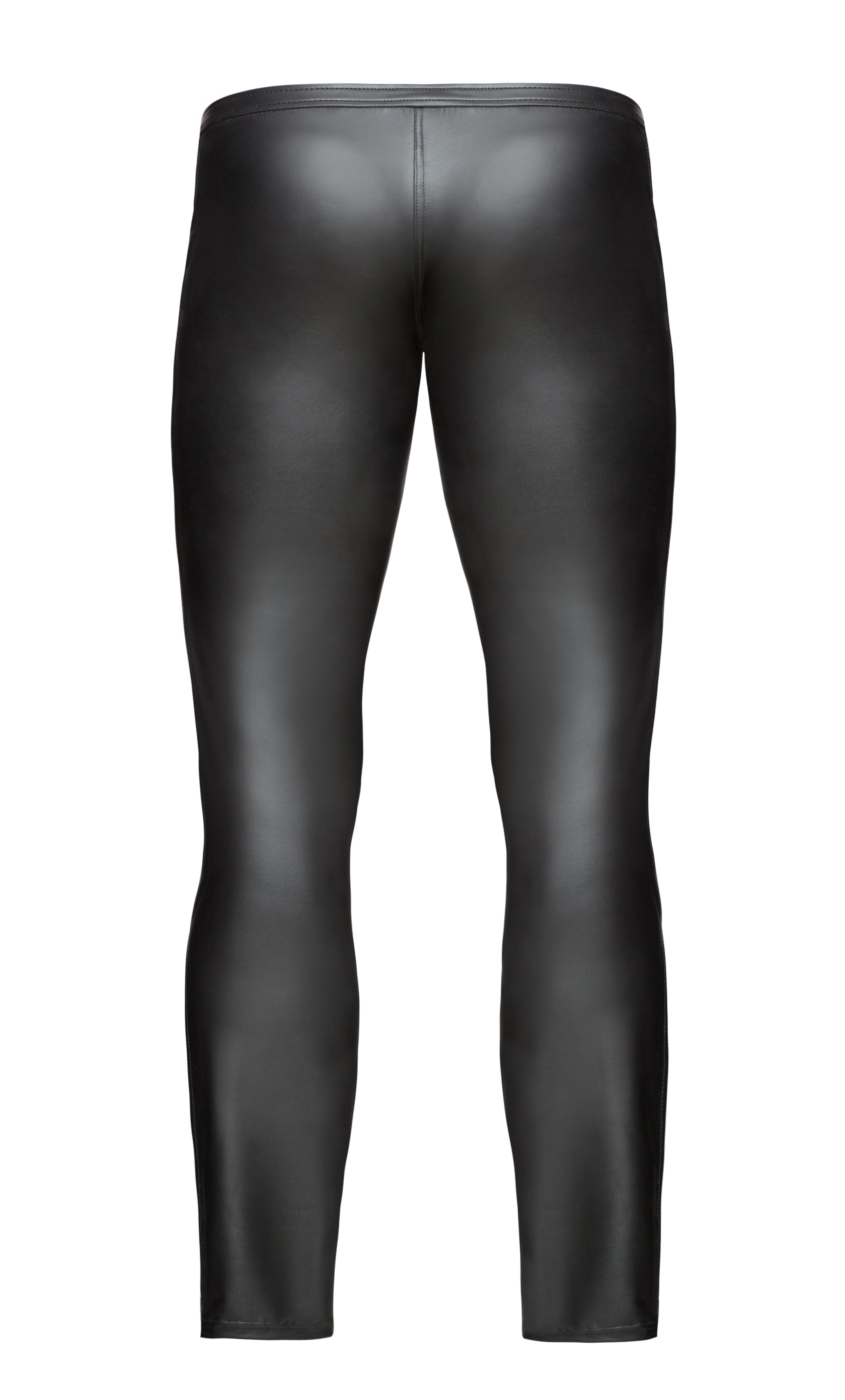 Wet Look Black Pants with Zipper Detail – Soft Form-Fitting Long Pants for Men Secondary image