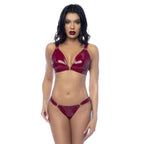 Wet Look Vinyl Two Piece Set Gloss Wine > Clothes > Bra Sets