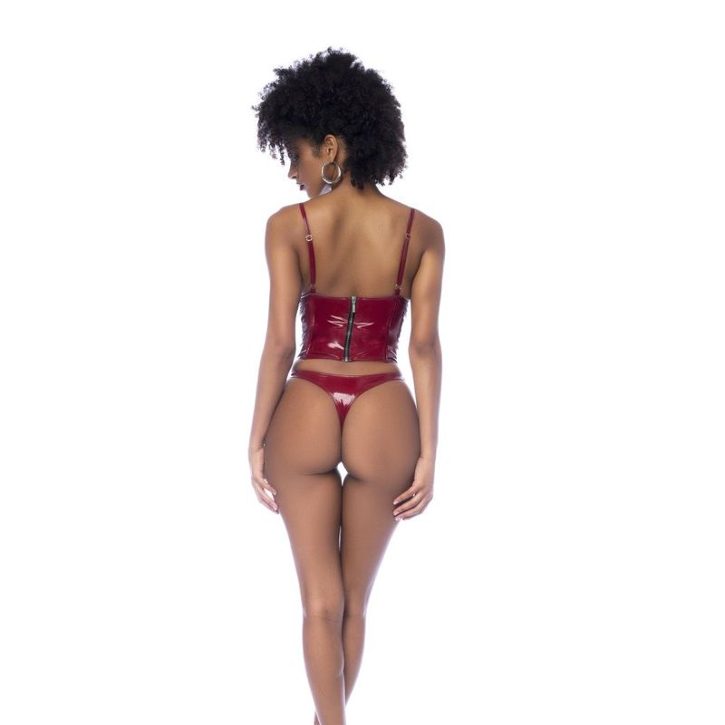 Wet Look Vinyl Two Piece Set in Glossy Wine Secondary image