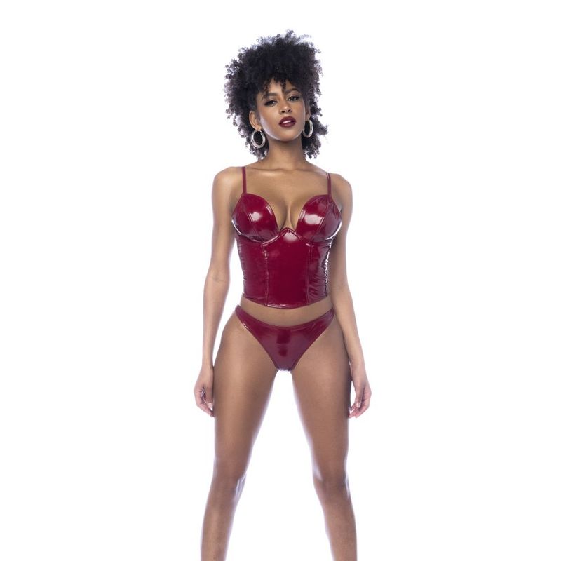 Wet Look Vinyl Two Piece Set in Glossy Wine > Clothes > Womens Latex