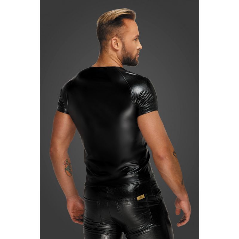 Wetlook T-Shirt with Snake Print Sleeves – Glossy Fabric Men's Shirt > Clothes > Mens Latex Main image