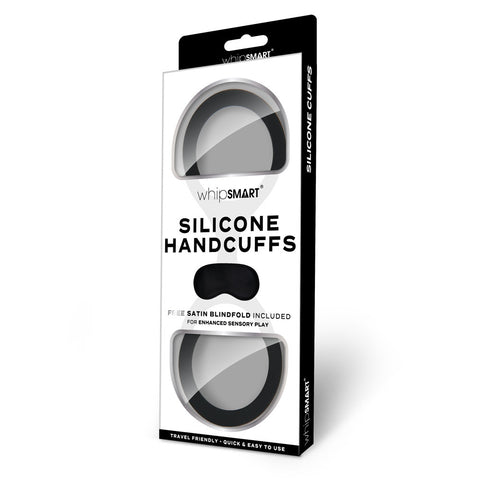 WhipSmart Silicone Handcuffs - Black with Free Blindfold - 19 cm > Bondage Gear > Handcuffs