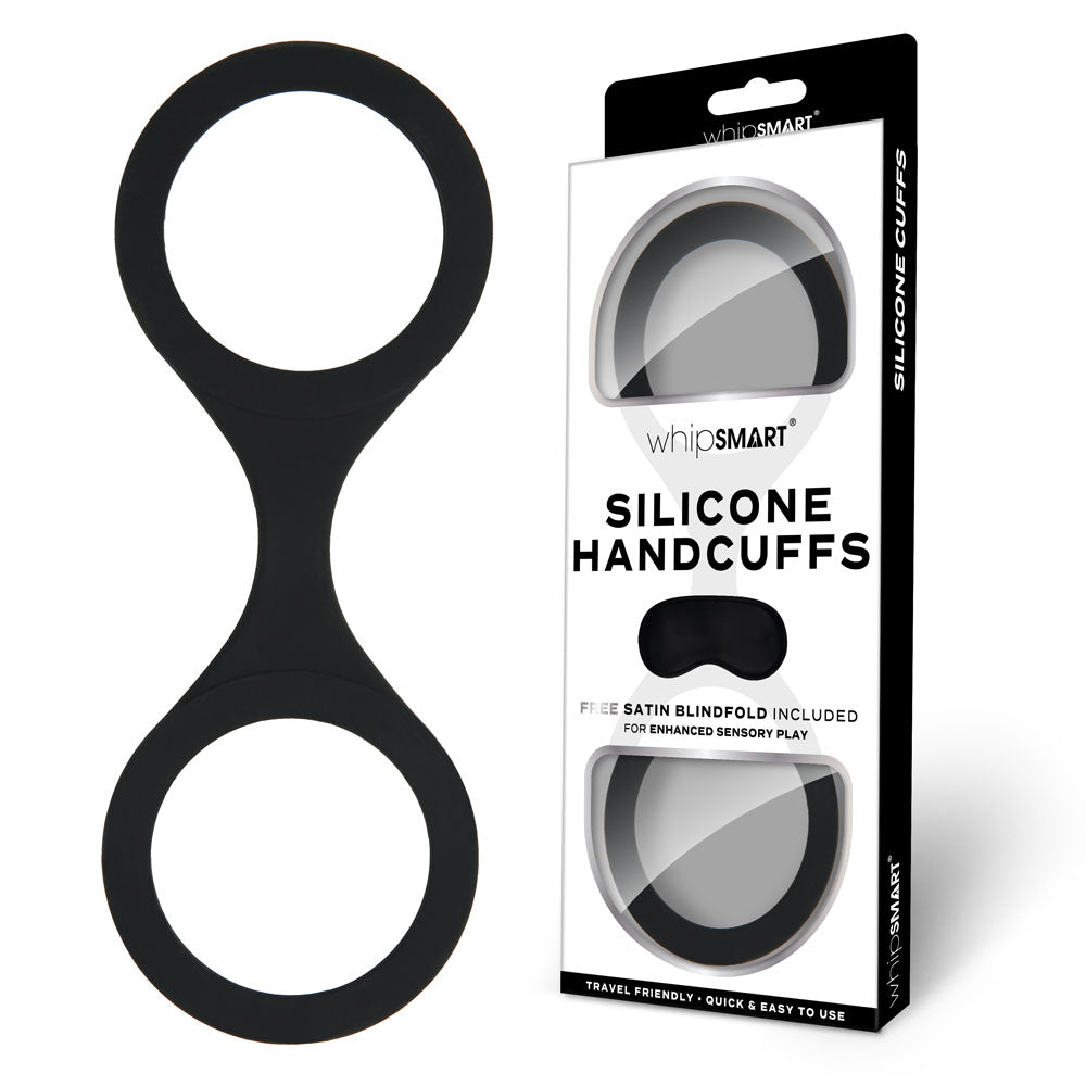 WhipSmart Silicone Handcuffs - Black with Free Blindfold - 19 cm > Bondage Gear > Handcuffs