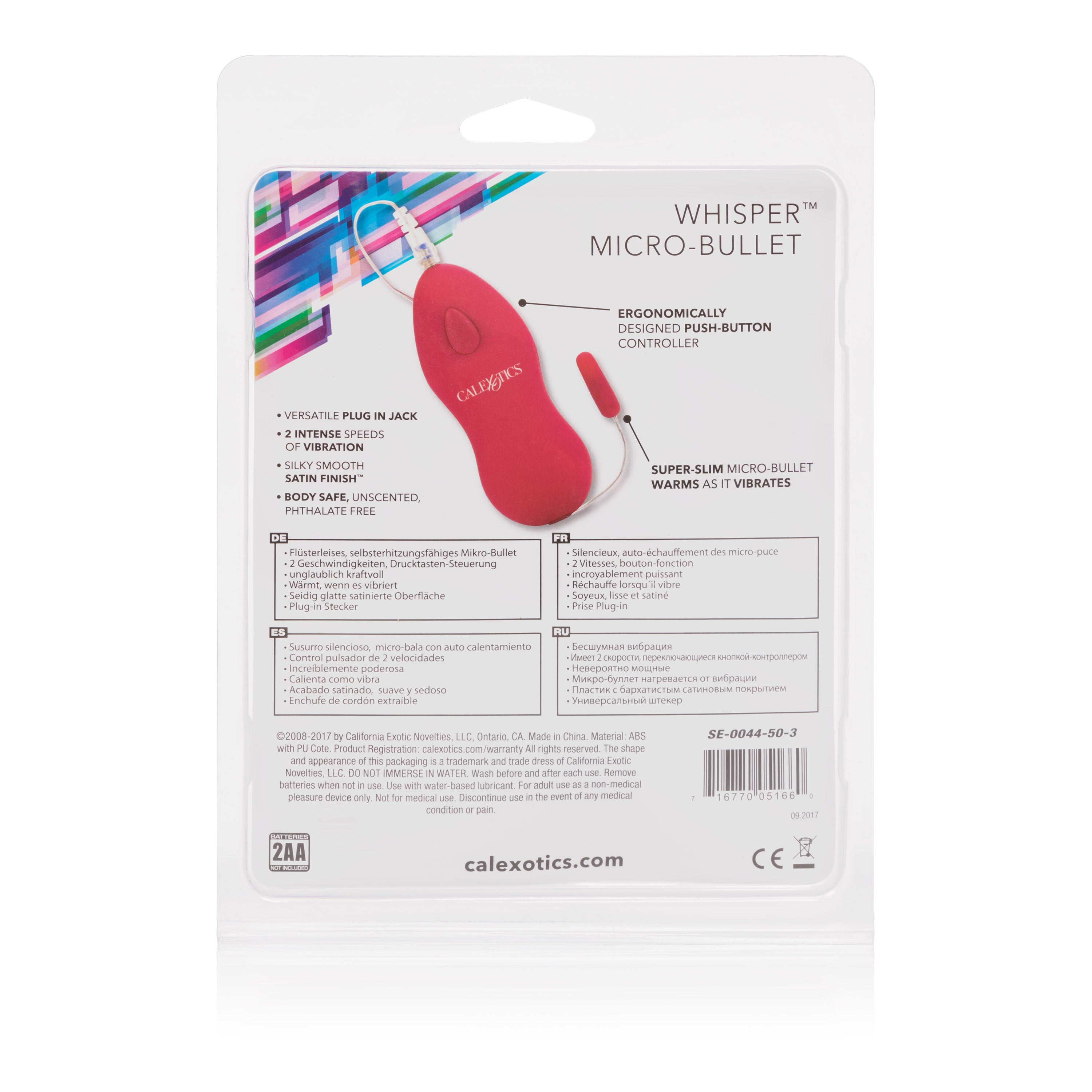 Whisper Micro Bullet Pink Vibrator with Two-Speed Quiet Vibration and Self-Heating Function, 1.25 Inch Compact Size BULLETS