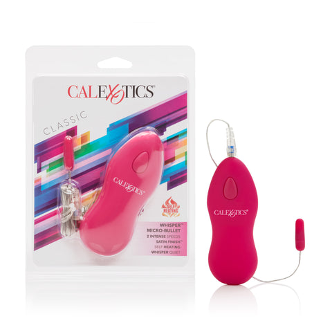 Whisper Micro Bullet Pink Vibrator with Two-Speed Quiet Vibration and Self-Heating Function, 1.25 Inch Compact Size BULLETS