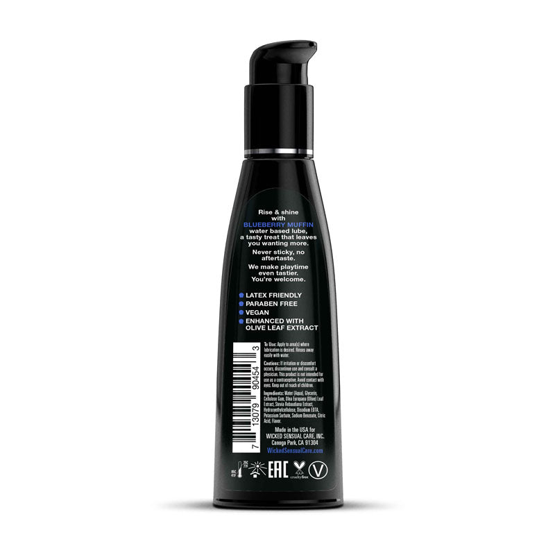 Wicked Aqua Blueberry Muffin Water Based Lubricant 120 mls 4 Ounces Flavoured Lube