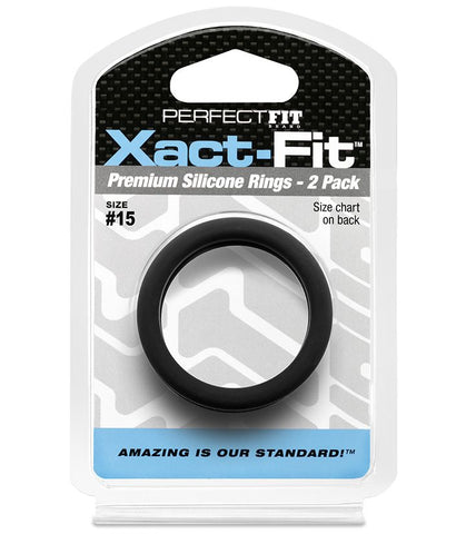 Xact-Fit Ring 2-Pack Size 15 Soft Stretch Cock Rings by Perfect Fit Black > Cock Ring > Single