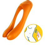 Satisfyer Candy Cane Finger Vibe Orange - Compact Pleasure Toy > Vibrators > Finger Vibrators