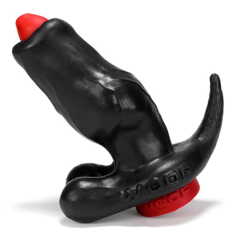 Woof Hollow Plug with Stopper in Black and Red > Anal Range > Tunnel and Stretchers Main image