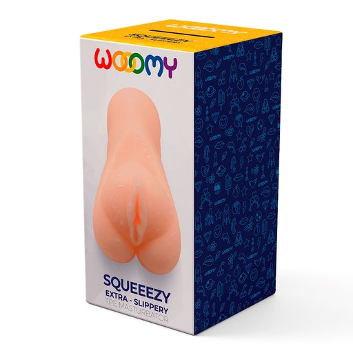 Wooomy Squeeezy Masturbator Vagina Natural Color Compact 13.2 x 5.4 cm Waterproof Soft TPE Strokers - Manual