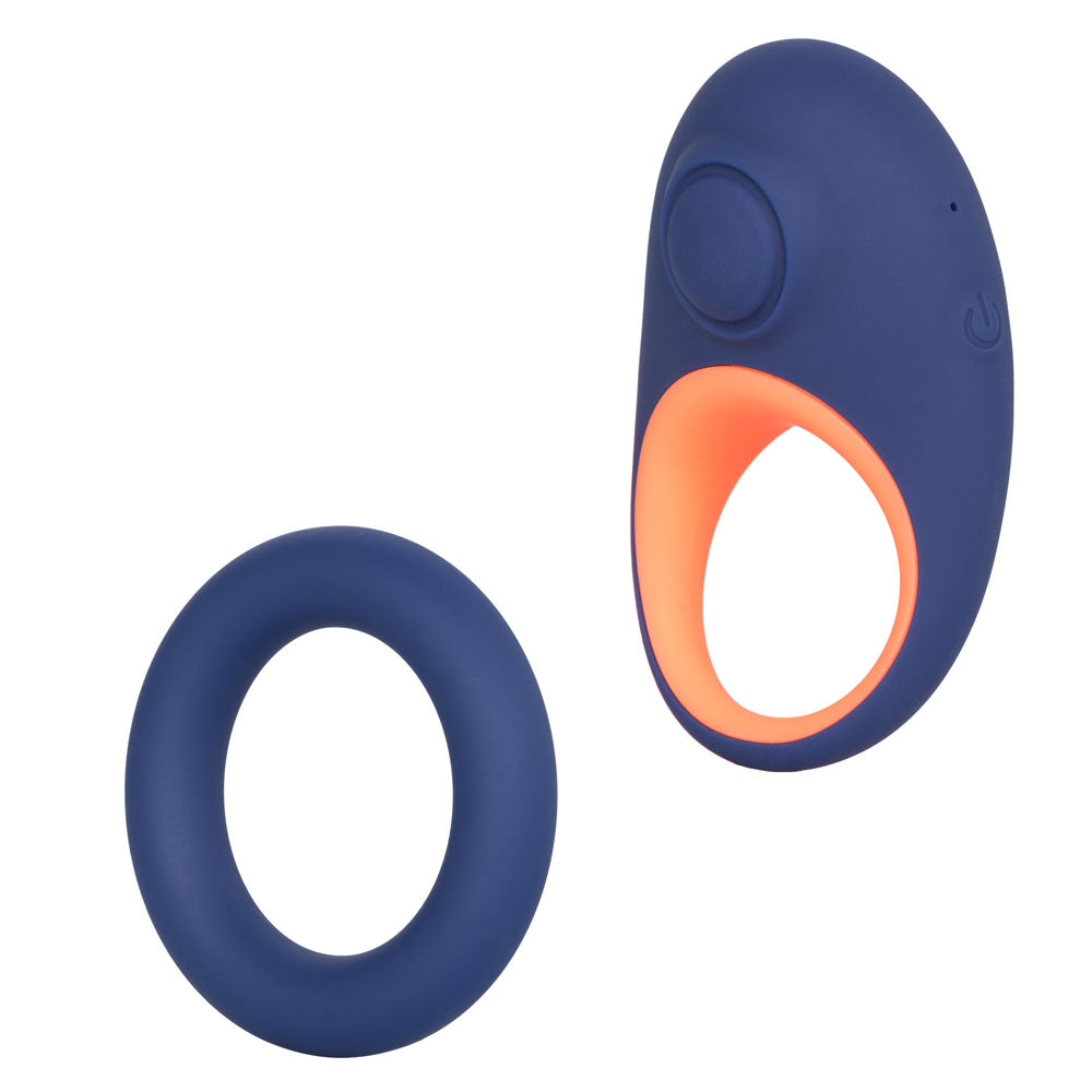 Link Up Verge Dual Stimulating Ring with 10 Thumping Functions Ultra-Soft Silicone Cock Ring Blue and Orange > Sex Toys > Couples Toys