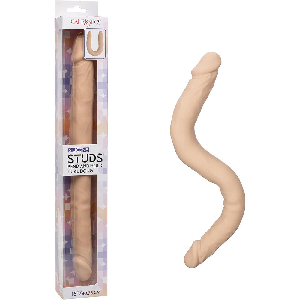 Silicone Studs Bend and Hold Dual Dong (Ivory) – 16 Inch Silicone Dong Secondary image