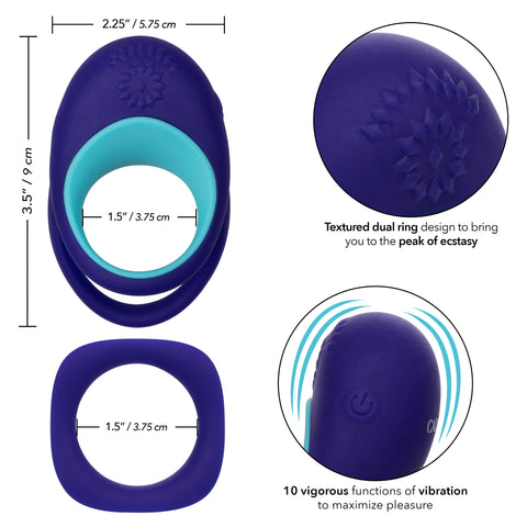 Link Up Alpha Vibrating Couples Enhancer Ring Two-Piece Set Blue and Turquoise Waterproof Silicone > Sex Toys > Couples Toys